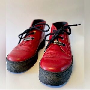 Vintage Ammann of Switzerland Red Chunky Platform Lace-Up Boots Sz 37